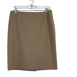 Lafayette 148 New York Skirt Tan Size 8 Wool Blend Stretch Lined